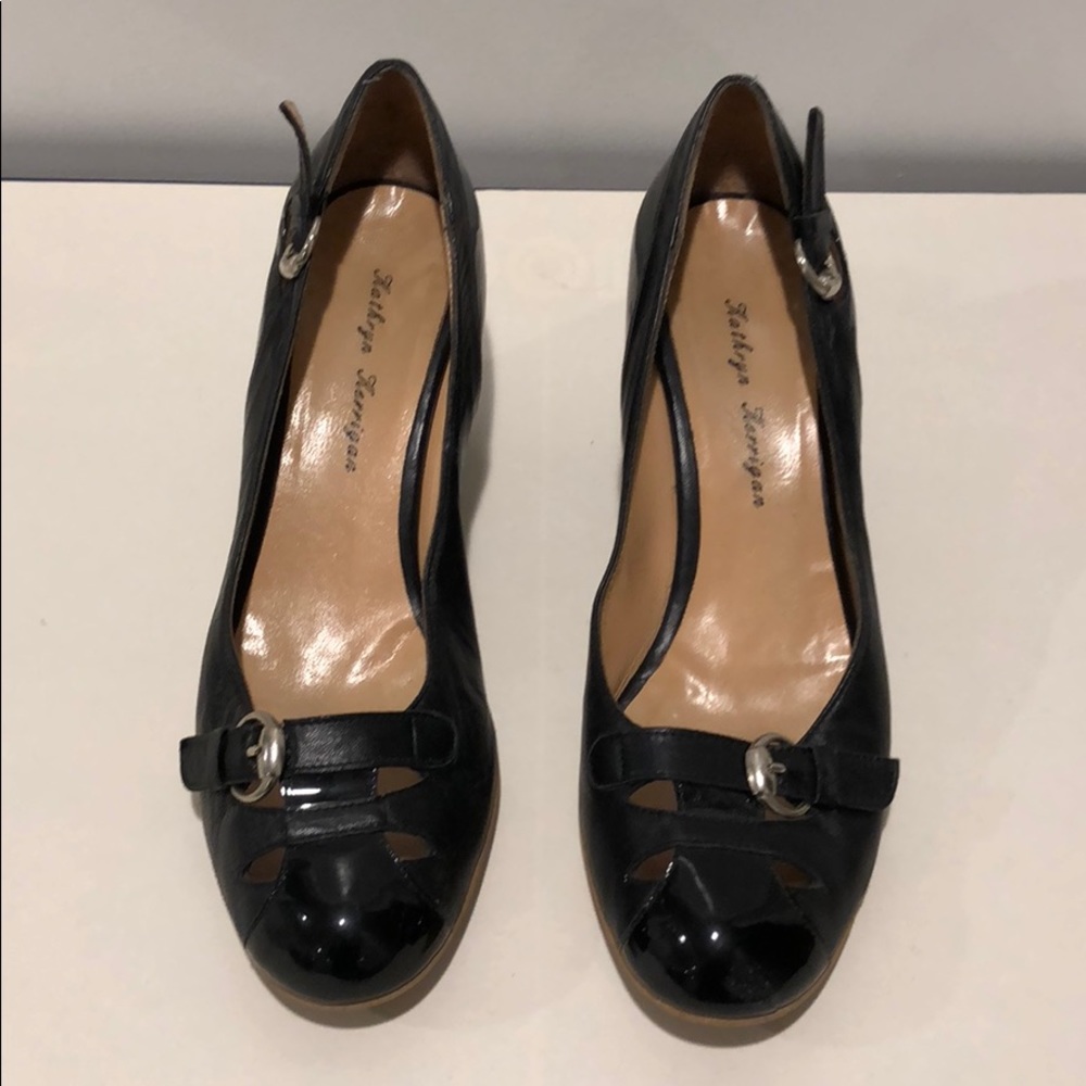 Kitten heel mixed leather pump by Kathryn Kerrigan